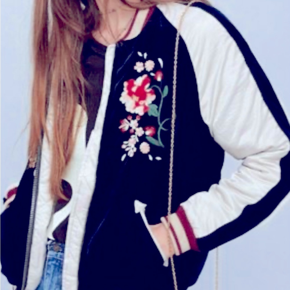 RARE Free People Embroidered Bomber Jacket - Picture 2 of 14